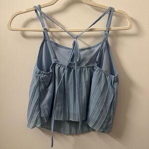 Elegant Blue Pleated Women's Top